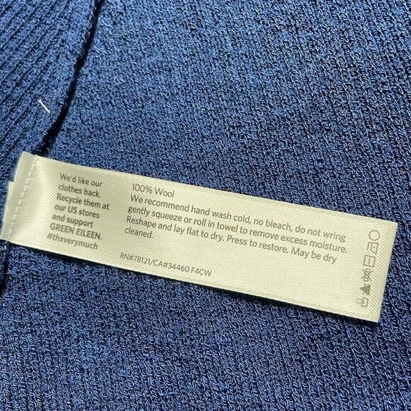 NWOT Eileen Fisher Deep Blue Wool Cardigan Sweater Size Medium Petite - Picture 5 of 6